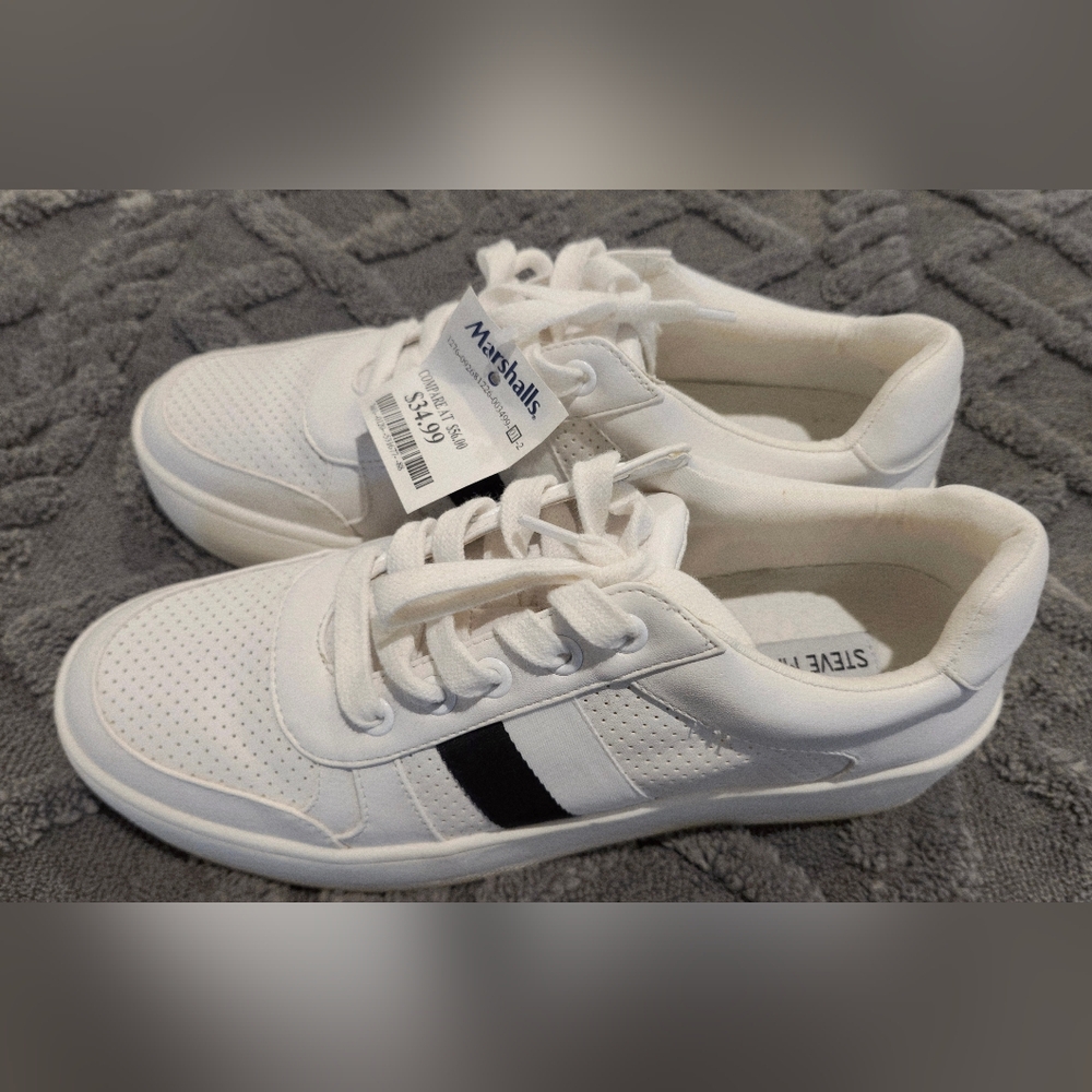 Steve Madden White and Black Sneakers